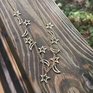 J Crew Moon And Stars Charm Necklace